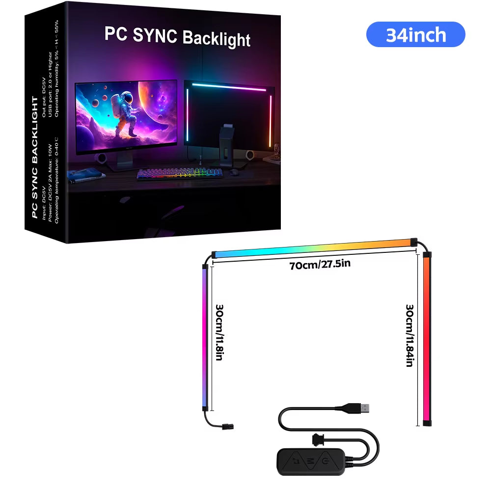 RGB LED Monitor Backlight - Music Sync Gaming Light Bar