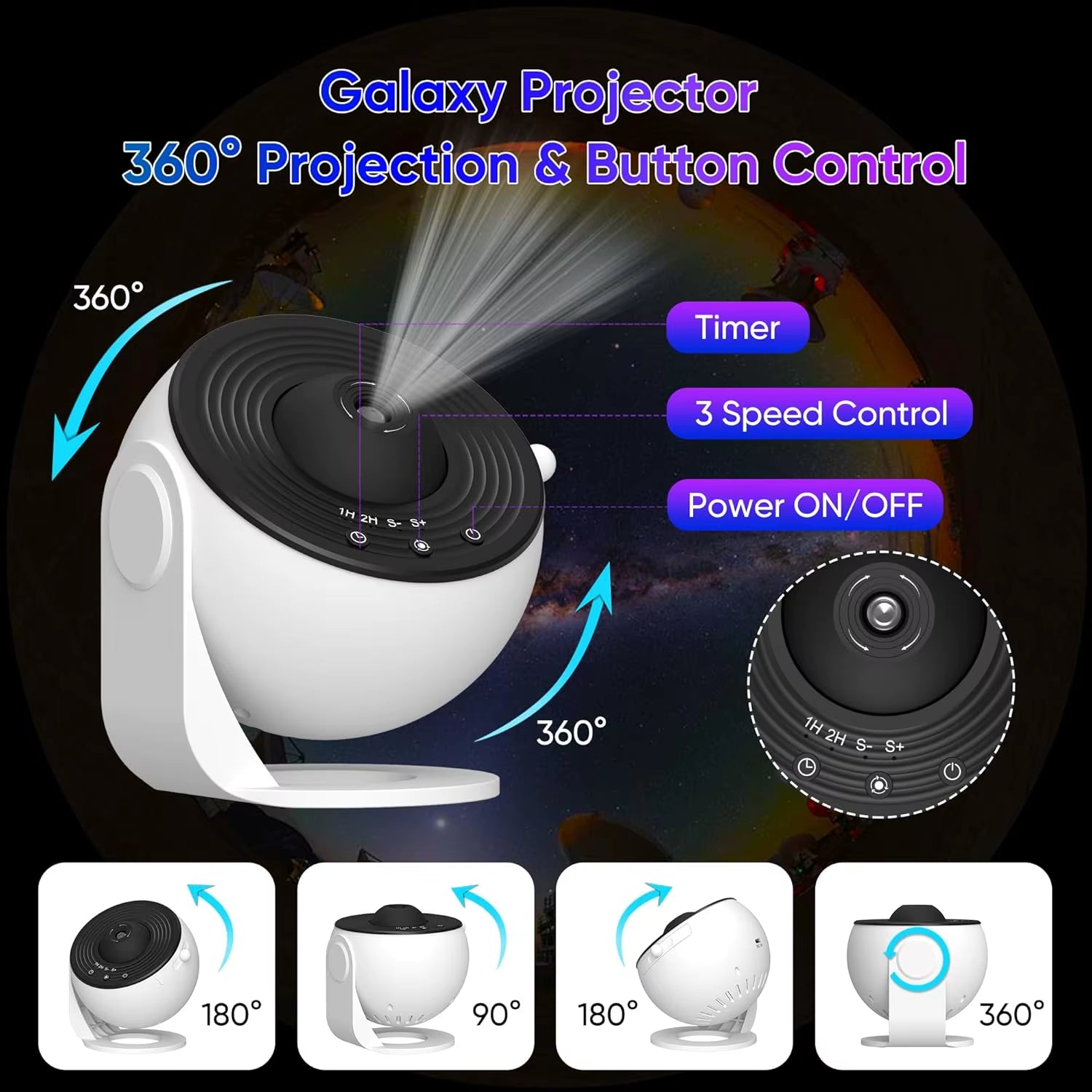 Bedroom Galaxy Projector Night Light HD Image Star Projector 13 Film Discs Kids Planetarium Projector 360° Rotation Galaxy Light