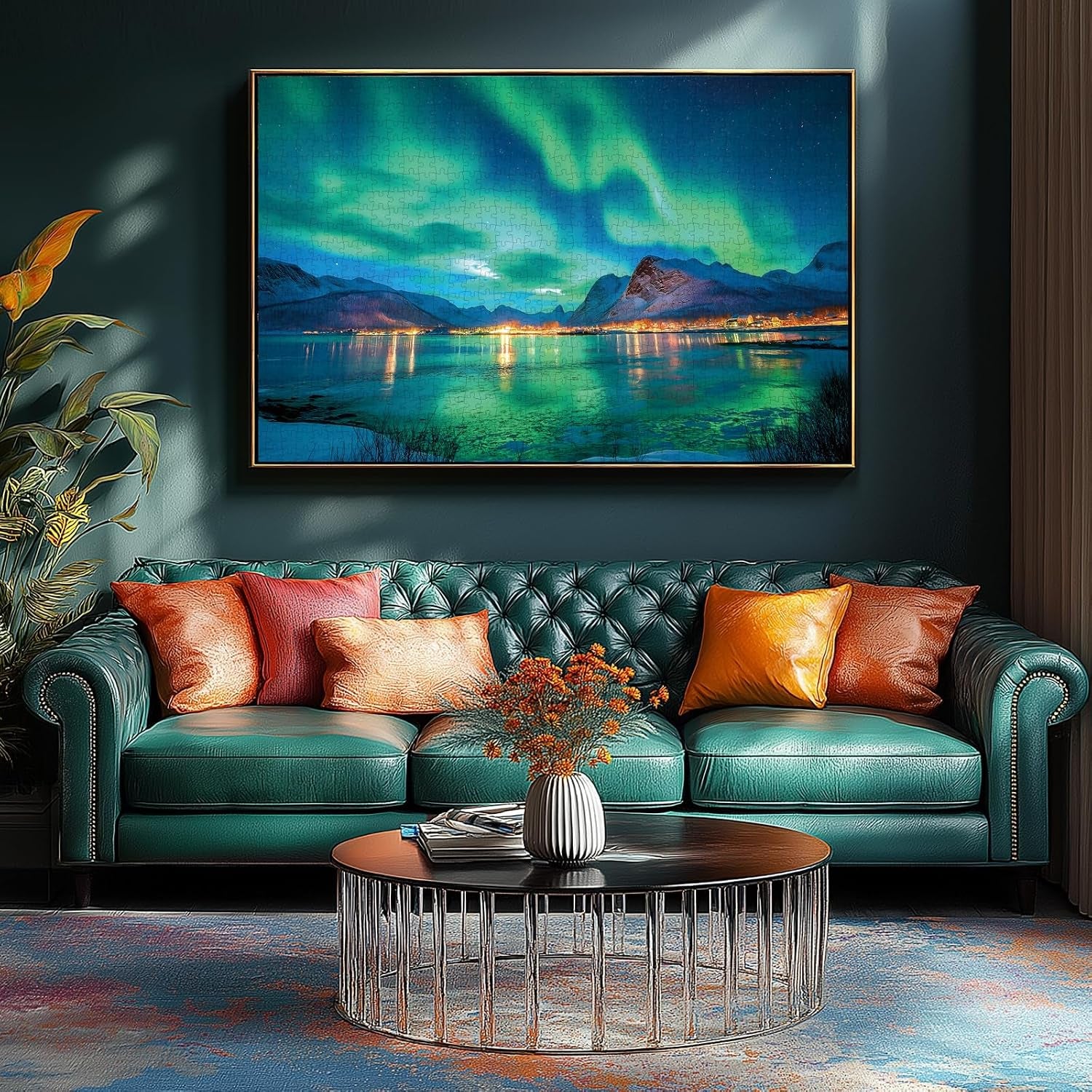 Northern Lights 500 Piece Puzzles for Adults Aurora Nature Landscape Jigsaw Puzzles Family Challenging Mountain Lake Scenery Puzzles (21"X15")