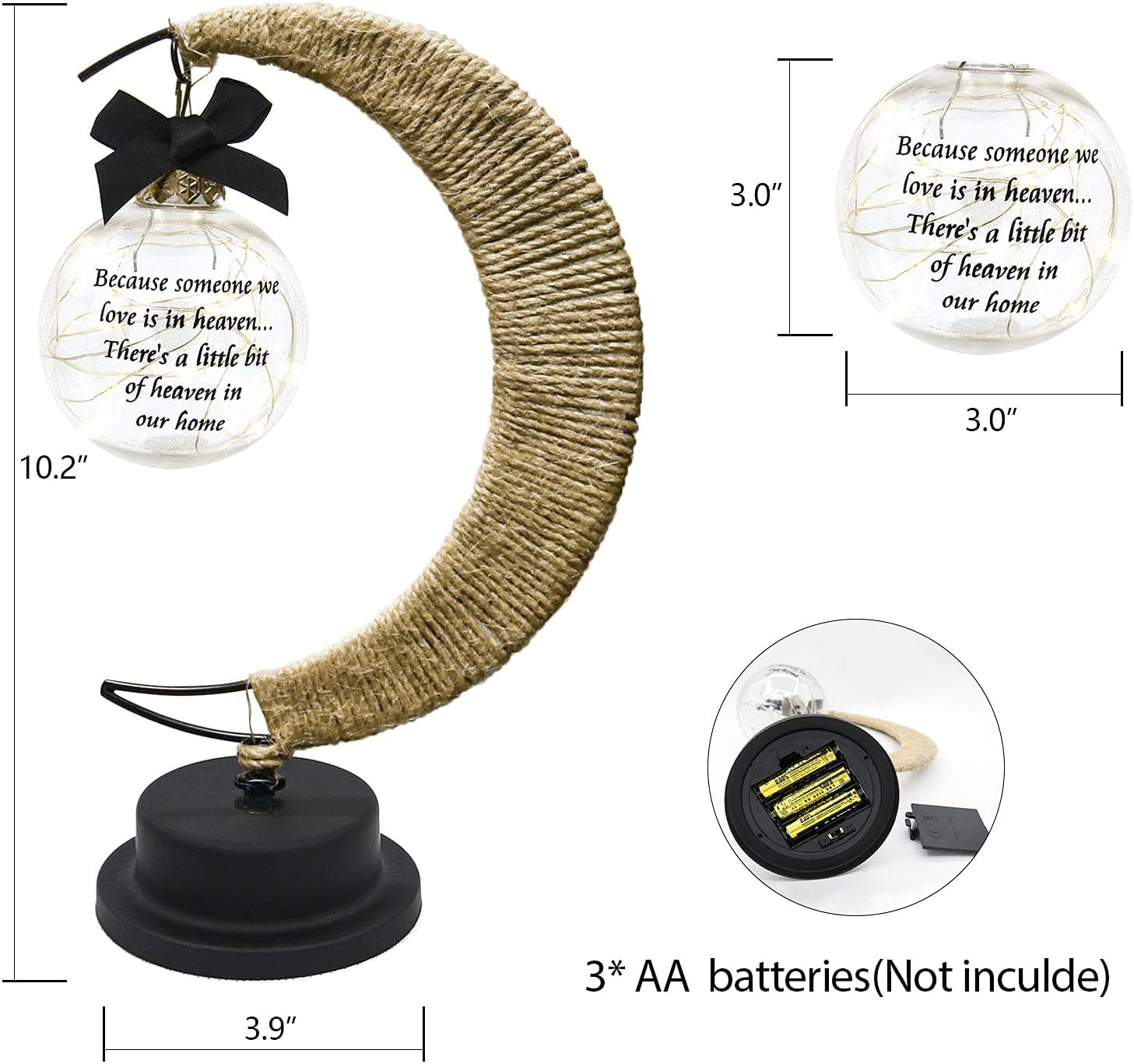 Memorial Moon Lamp, Sympathy Gifts for Loss of Mom Father Loved One, in Memory of Loved One, Loss of Mother Father Bereavement/Condolence/Memorial Gifts for Remembrance