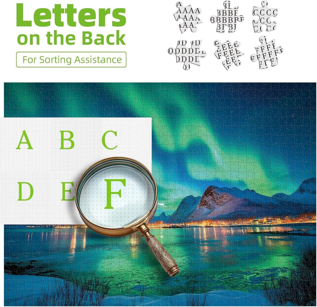 Northern Lights 500 Piece Puzzles for Adults Aurora Nature Landscape Jigsaw Puzzles Family Challenging Mountain Lake Scenery Puzzles (21"X15")