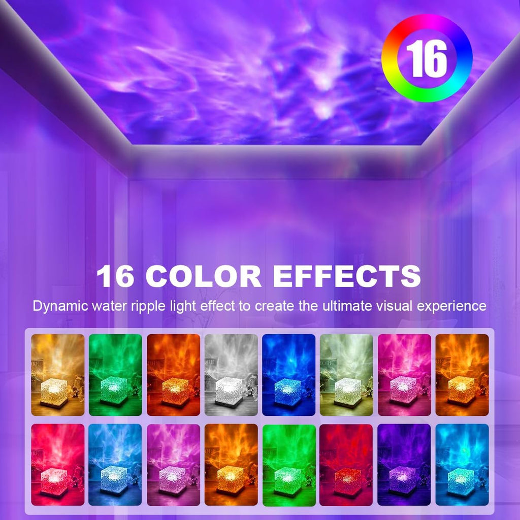 Birthday Gifts for Women Teen Girl Ocean Wave Projector Light,16 Colors Ocean Lamp Water Ripple Cube Night Light with Remote for Bedrooms,Games, Birthdays,Festivals (Ocean Lamp)