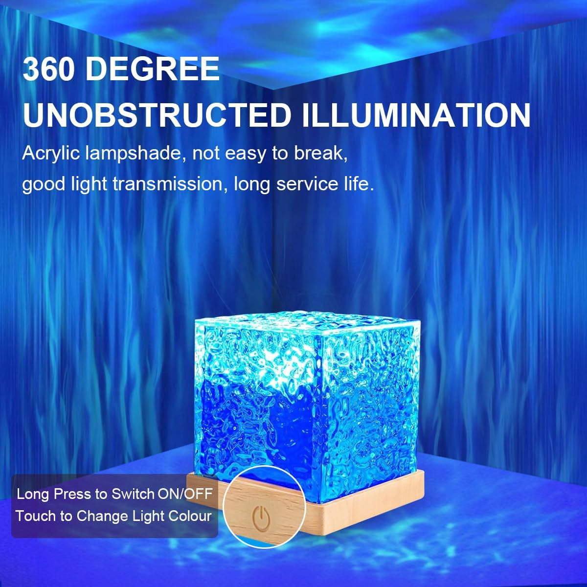 Birthday Gifts for Women Teen Girl Ocean Wave Projector Light,16 Colors Ocean Lamp Water Ripple Cube Night Light with Remote for Bedrooms,Games, Birthdays,Festivals (Ocean Lamp)