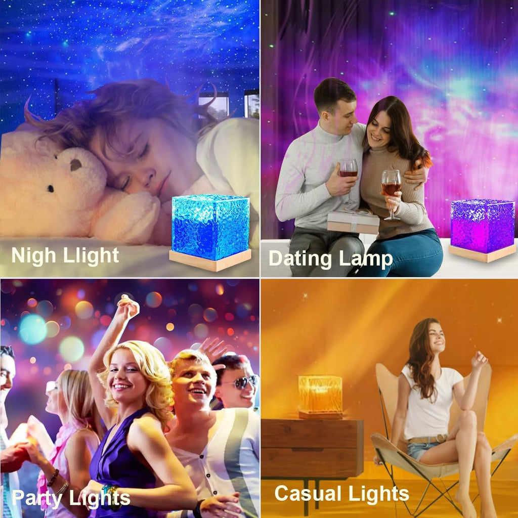 Birthday Gifts for Women Teen Girl Ocean Wave Projector Light,16 Colors Ocean Lamp Water Ripple Cube Night Light with Remote for Bedrooms,Games, Birthdays,Festivals (Ocean Lamp)